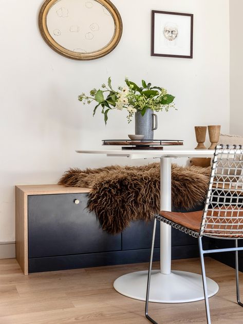 Dining Nook Ikea Hack, Small Banquette Seating In Kitchen Diy, Corner Bench Seating With Storage, Scandinavian Banquette Seating, Diy Banquette Seating With Drawers, Ikea Corner Bench, Ikea Storage Bench Ideas, Dining Banquette Diy, Diy Storage Banquette Seating