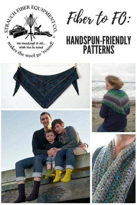 Handspun Friendly knitting and crochet Patterns on the Strauch Fiber Equipment blog Handspun Yarn Projects Crochet, Hand Spun Yarn Projects, Spinning Yarn Drop Spindle, Handspun Yarn Projects, Yarn Projects Crochet, Knitting And Crochet Patterns, Diy Textiles, Spinning Wool, Drop Spindle