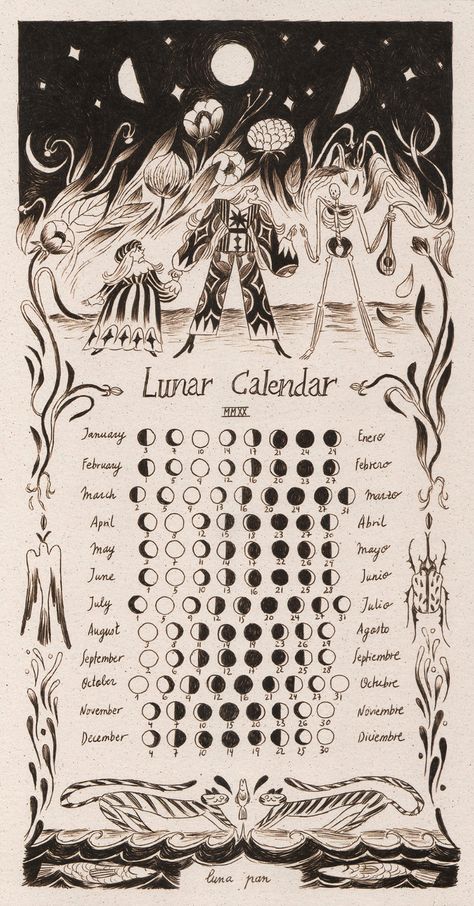 Lunar Witch, Unique Calendar, Moon Calendar, Lunar Calendar, Printable Calendar Template, Calendar 2020, Cute Planner, Monthly Calendar Printable, Kids Calendar