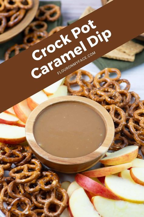 Crock pot caramel dip made with 4 ingredients that makes a thick and rich homemade caramel sauce that is a great fruit dip. The caramel clings to the apple slices or any type of fruit you would like to serve. Would be a perfect homemade dip for a dessert bar. Healthier Caramel Dip, Crock Pot Caramel Apple Dip, Mini Crockpot Caramel Dip, Caramel Apple Dip Crockpot, Crock Pot Caramel Sauce, Apple Carmel Dips, Crock Pot Caramel Apples, Caramel Apple Dip Bar, Crockpot Caramel Sauce For Apples