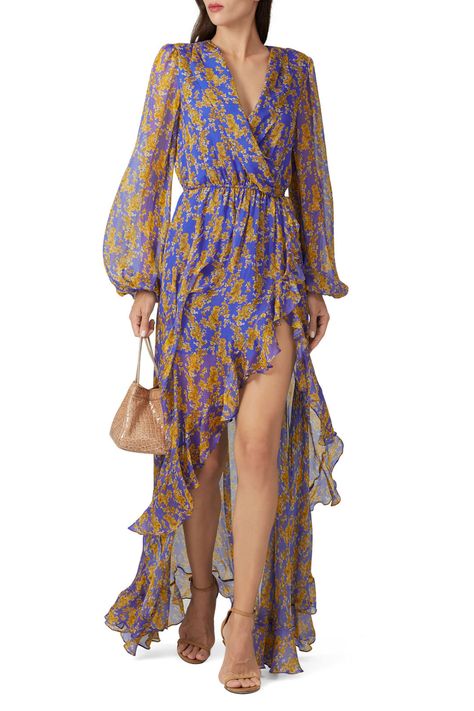 Rent Liv Dress by CAROLINE CONSTAS for $150 - $160 only at Rent the Runway. Dress Code Wedding, Caroline Constas, Dresses Blue, Rent The Runway, Contemporary Outfits, Weekend Wear, Silk Printing, Blue Yellow, High Low Dress