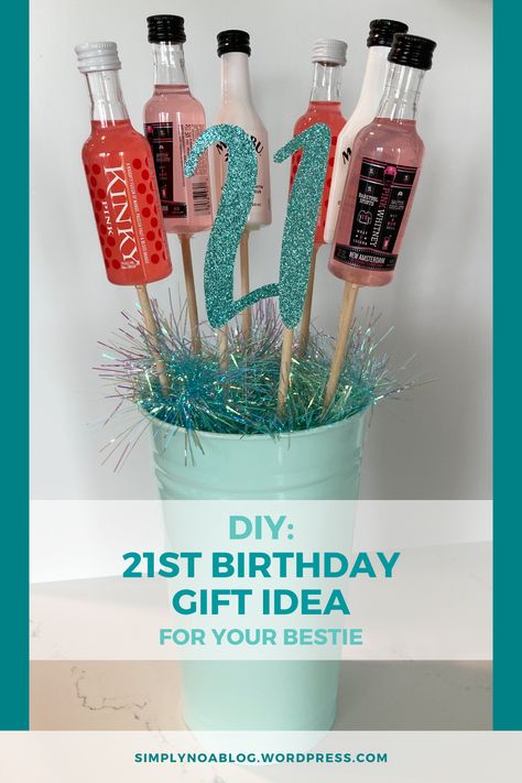 Easy 21st Birthday Gifts, Shooters Gift Ideas, 21st Birthday Shooter Basket, Shooter Bouquet Alcohol, 21st Birthday Basket Ideas, 21st Birthday Baskets For Her, Shooter Bouquet, 21st Birthday Gift Ideas For Her, 21st Birthday Gift Baskets For Her