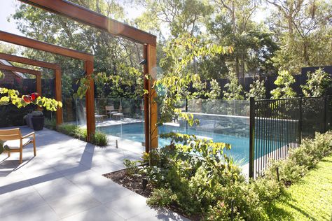 Blackburn Garden - timber pergola by the pool Timber Pergola, Pool Fencing, Pool Landscape Design, Backyard Pool Landscaping, Backyard Pergola, Pool Fence, Backyard Pool Designs, Swimming Pools Backyard, Pergola Patio