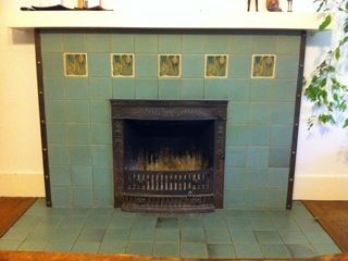 Rookwood Tile Fireplace- circa 1912 Brick Bedroom, California Craftsman, Hearth Tiles, Craftsman Fireplace, Fireplace Style, Craftsman Tile, Fireplace Tile Surround, Patio Fireplace, Arts And Crafts House