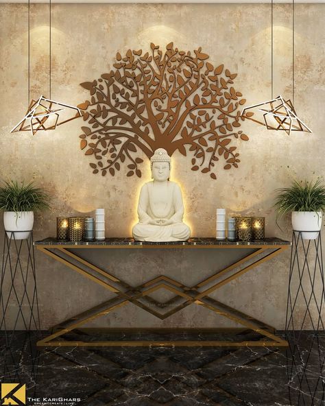 A beautiful entrance foyer creates an amazing impact while being inviting too. Adding a classy console table to the space is a more… Foyer Design Indian, Entrance Foyer Design Indian, Entrance Table Decor, Entrance Foyer Design, Exterior Entrance, Beautiful Entrance, Buddha Home Decor, Flush Door Design, Indian Room Decor