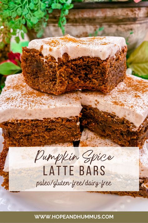 Pumpkin Spice Latte Bars King Arthur, Gf Df Pumpkin Bars, Pumpkin Recipes Dessert Gluten Free, Pumpkin Spice Latte Bars, Pumpkin Desserts Gluten Free, Gluten Free And Dairy Free Desserts, Dairy Free Fall Dessert, Sf Desserts, Paleo Pumpkin Bars