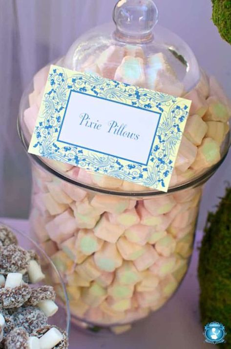 Fairy Party Bags Ideas, Garden Fairy Birthday, Tinkerbell Theme, Fairy Party Food, Candy Bar Comunion, Fairies Party, Neverland Party, Pixie Party, Fairy Princess Party