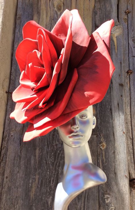 Diy Rose Costume, Rose Costume Flower, Rose Wig, Rose Fascinator, Rose Headpiece, Rose Costume, Foam Wigs, Flower Costume, Derby Outfits