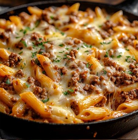 Cheesy Ground Beef Pasta Skillet – Naomi's Recipes Mediterranean Beef Pasta, Cheesy Beef Skillet, Easy Pasta With Ground Beef, Cowboy Pasta Ground Beef, Healthy Ground Beef Pasta, Ground Beef Pasta Recipes For Dinner, Chopmeat Recipes, Ground Beef And Pasta Recipes, Beef Skillet Recipes