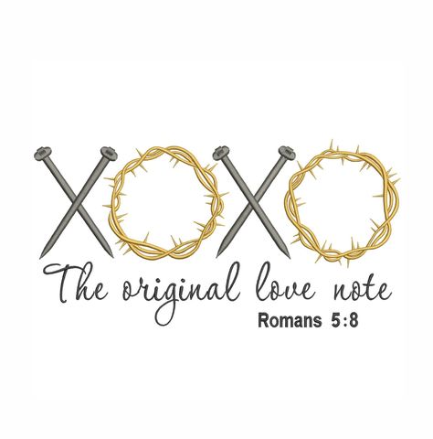 The original love note machine embroidery design, XOXO embroidery design, Jesus Christian, Cross Nails , Christian , Faith , Church , Religious machine embroidery design,  instant download. This design comes with 7 sizes: 2.0 x 3.9 in   51 x 99 mm      St. 6587 2.5 x 4.9 in   64 x 125 mm    St. 8118 3.0 x 5.9 in   77 x 150 mm    St. 9576 3.5 x 6.9 in   90 x 175 mm    St. 11051 4.0 x 7.9 in   103 x 201 mm   St. 12519 4.6 x 8.9 in   116 x 251 mm    St. 14101 5.1 x 9.9 in   128 x 252 mm    St. 15620 Color: 1 The following formats are included in the file you will receive: dst, pes, exp, hus, jef, vp3, xxx, vp3, vip You MUST have an embroidery machine and the software needed to transfer it from your computer to the machine to use this file.   This listing is for the machine file only - not a f Easter Nails Christian, Xoxo Embroidery, Christian Crafts To Sell, Christian Embroidery Designs, Faith Embroidery, Jesus Embroidery, Table Painting, Christian Embroidery, Cross Nails