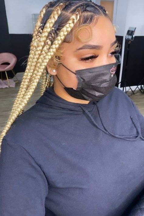 Blonde Plaits Box Braids, Blonde Large Box Braids, Blonde Large Knotless Box Braids, Jumbo Knotless Box Braids Blonde, Jumbo Blonde Knotless Box Braids, Large Knotless Box Braids Blonde, Large Blonde Knotless Braids, Blonde Large Knotless Braids, Large Blonde Knotless Box Braids