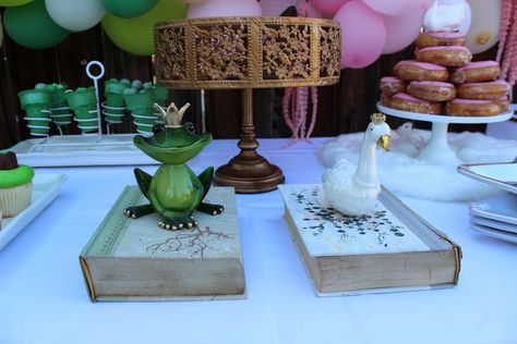 Fairytale Gender Reveal, Princess And The Frog Gender Reveal, Frog Gender Reveal, Gender Reveal Party Ideas, Reveal Party Ideas, Swan Princess, Princess And The Frog, Frog Prince, Reveal Party