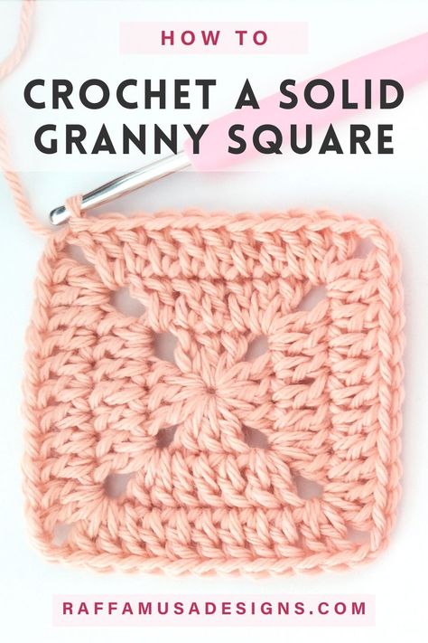 a perfect solid granny square Solid Granny Square, Crochet Granny Square Tutorial, Granny Square Haken, Crochet Square Blanket, Granny Square Crochet Patterns Free, Confection Au Crochet, Haken Baby, Crochet Simple, Crochet Granny Square