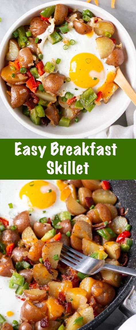 Breakfast Skillet Recipes Potatoes, Potatoes With Eggs Breakfast, Brunch Skillet Recipes, Skillet Meals Breakfast, Breakfast Skillet Recipes Healthy, Classic Breakfast Ideas, Non Traditional Breakfast Ideas, Breakfast Skillet Ideas, Vegetarian Breakfast Skillet