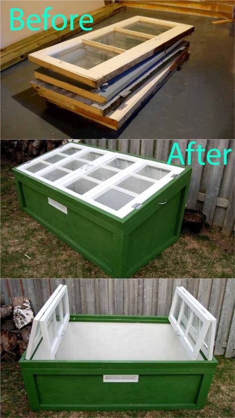 Serre Diy, Diy Greenhouses, Cold Frame Diy, Window Greenhouse, Cold Frames, Diy Greenhouse Plans, Free Building Plans, Backyard Greenhouse, Small Greenhouse