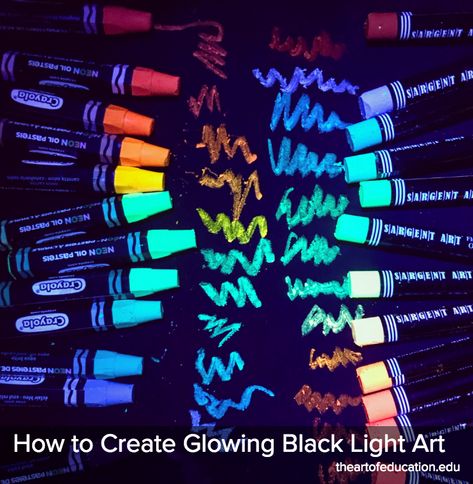 Black Light Art, Blacklight Art, Art Conference, Education University, Glow Paint, Glowing Art, Art Curriculum, 3d Origami, Middle School Art