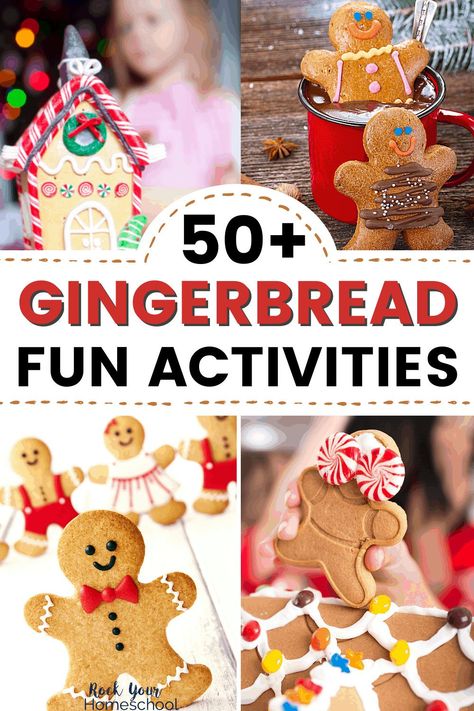 Make this holiday season extra special with any of these 50+ easy ways to have gingerbread man fun with kids. You'll find fantastic ideas for hands-on activities, games, & more from Rock Your Homeschool! Gingerbread Games Party Ideas, Gingerbread Class Party, Gingerbread Party Games, Gingerbread Games For Kids, Gingerbread Man Party Ideas, Gingerbread Man Games, Gingerbread Games, Class Party Activities, Gingerbread Man Unit