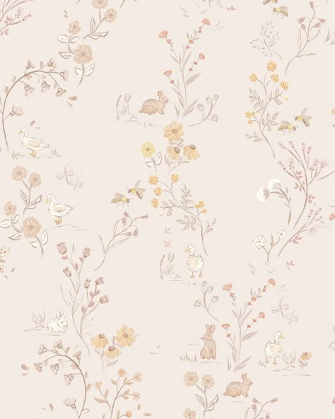 Decor Pink Nursery Wallpaper, Cottage Core Wallpaper, Cypress House, Core Wallpaper, Girl Nursery Wallpaper, Floral Wallpaper Nursery, Woodland Pattern, Girls Room Wallpaper