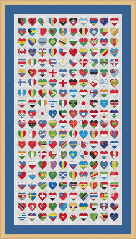 Flag Cross Stitch, Foto Langka, Flags Of The World, Home Is Where, Cross Stitch Charts, Cross Stitch Chart, Where The Heart Is, Full Colour, Stitch Design