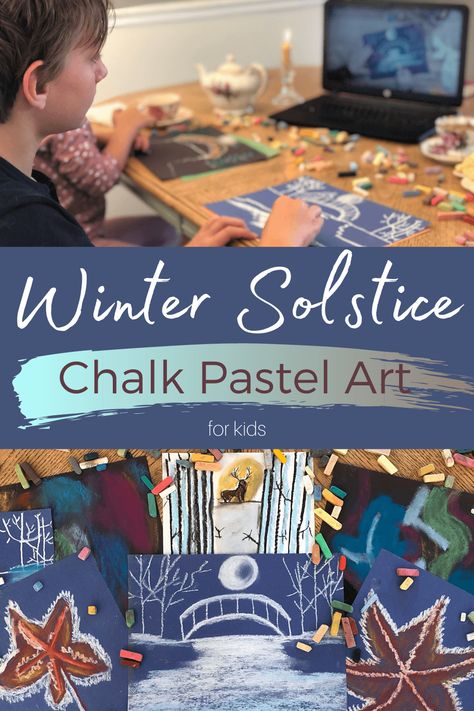 Winter Solstice Art, Solstice Art, Winter Solstice Celebration, Winter Art Lesson, Chalk Pastel Art, Nature School, Chalk Pastel, Winter Books, Art Teaching