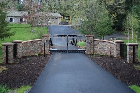 stone driveway entrances | About « Nugentmasonryinc's Blog Driveway Entry Gate Ideas, Front Gate Entrance Driveway, Gate Driveway, Gated Driveway, Iron Gates Driveway, Entrance Gates Driveway, Gated Entrance, Driveway Entrance Landscaping, Farm Entrance