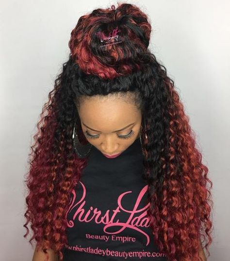 Crochet Braids Updo Hairstyles, Updo Hairstyles Black Women, Quick Hairdos, Braids Updo Hairstyles, Black Hairstyles Crochet, Long Crochet Braids, Short Black Natural Hairstyles, Curly Twist, Braids Updo