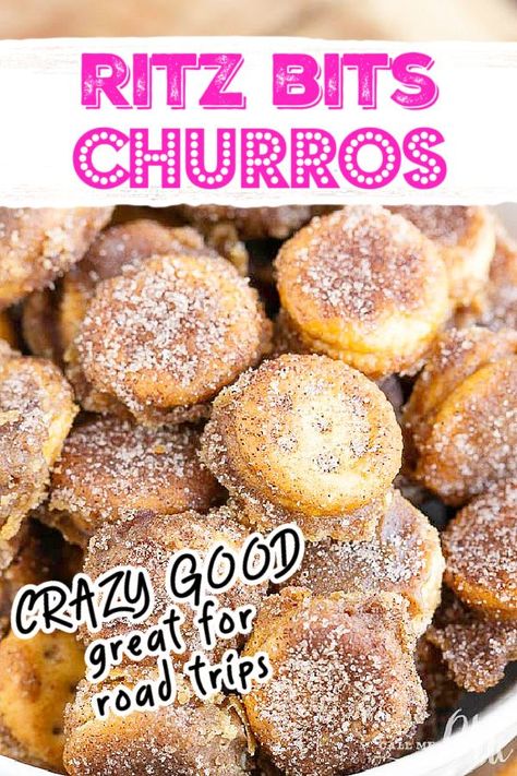 RITZ BITS CHURROS RECIPE Easy Churros Recipe, Ritz Bits, Ritz Cracker Recipes, Peanut Butter Crackers, Snack Crackers, Butter Crackers, Peanut Butter Snacks, Churros Recipe, Snack Mix Recipes