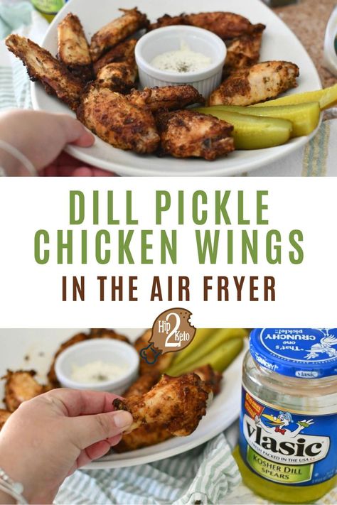 Dill Pickle Chicken Wings, Dill Pickle Chicken, Pickle Chicken, Brined Chicken, Air Fry Chicken Wings, Air Fryer Wings, Frozen Chicken Wings, Brine Chicken, Chicken Crispy