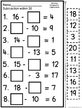 Addition & Subtraction to 20{Missing Addend,Minuend and Subtrahend} Addition Worksheets First Grade, Addition And Subtraction To 20, First Grade Themes, Subtraction To 20, Typing Lessons, Missing Addend, Learning Phonics, Mathematics Worksheets, Geometry Worksheets