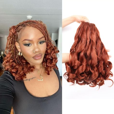 PRICES MAY VARY. ✅【New Hairstyle Design】French curly braiding hair,french curl braiding hair,spanish curly braiding hair,french curl braids,bouncy braiding hair,micro box braids, spiral curly braiding hair extensions,Ombre curly braiding hair for black women,hair extensions for braids. ✅【Premium Texture of French Curly Braiding Hair】Curly braiding hair 12 inch is manageable as human hair extensions,silky smooth texture,which is perfect for twists,braids,and locs.The bouncy braiding hair is beaut Ginger Hair Black Women Braids, Curly Ends Hair, Curly Braiding Hair, French Curl Braids, French Curls, Curl Braids, Braids Boho, Twists Braids, Time Magic