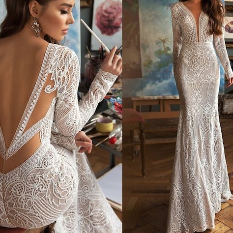 Dress Backless Long, Backless Mermaid Wedding Dresses, Wedding Dress Backless, Piano Design, Chelsea Wedding, Boho Bridal Gowns, Dress Backless, Wedding Dress Fabrics, Lace Mermaid