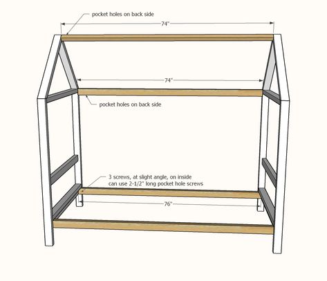 Montessori House Bed Plans, Twin House Bed Frame Diy Plans Free, Twin House Bed Frame Diy, Diy Twin House Bed, Diy House Bed Frame Kids Twin, Diy House Bed Frame, House Bed Frame Diy, Toddler House Bed Plans, Toddler Bed Diy