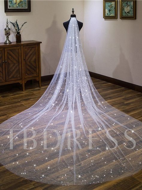 Star Sequins Tulle Cathedral Wedding Veil Cathedral Bridal Veils, Long Veil Wedding, Kirkenes, Cathedral Wedding Veils, Wedding Crashers, Cathedral Wedding, Wedding Veils Lace, Cathedral Veil, Bridal Veils