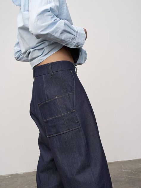 Denim 2023, Denim Pocket Details, Denim Studio, Baggy Jeans For Women, Denim Inspiration, High Fashion Looks, Studio Nicholson, Indigo Denim, Denim Details