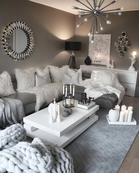 Recreate this white and grey cozy living room decor #livingroom #decor Cozy Living Room Decor, Contemporary Decor Living Room, Living Room Decor Gray, Living Room Goals, Hus Inspiration, Living Room Decor Cozy, घर की सजावट, White Living Room, Living Room Decor Apartment