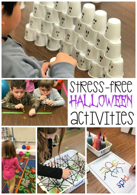 Low Prep Steam Activities, Halloween Stations First Grade, Halloween Class Party Games 2nd Grade, Halloween Craft For 2nd Grade, Halloween Classroom Activities 3rd Grade, Halloween Stem Activities Elementary, Halloween Stations, Elves Workshop, Kindergarten Halloween Party