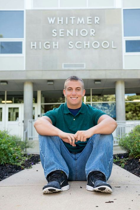 Senior Pictures In Front Of High School, Senior Pics In Front Of School, High School Graduation Pictures, Cap And Gown Pictures, School Pics, Senior Stuff, Picture Board, Gown Pictures, Picture Boards