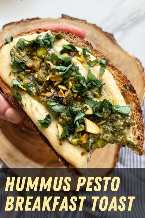 Loaded Toast, Pesto Breakfast, Breakfest Ideas, Pesto Toast, Brekkie Ideas, Hummus Toast, Healthy Breakfast Toast, Fancy Toast, Toast Recipe Breakfast