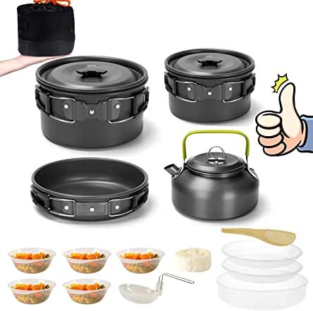 Amazon.com: Camping Kitchen Accessories Pot And Pan Set, Camping Pot, Mess Kit, Hiking Picnic, Camping Kitchen, Camping Cookware, Pots And Pans Sets, Food Security, Easy Packing