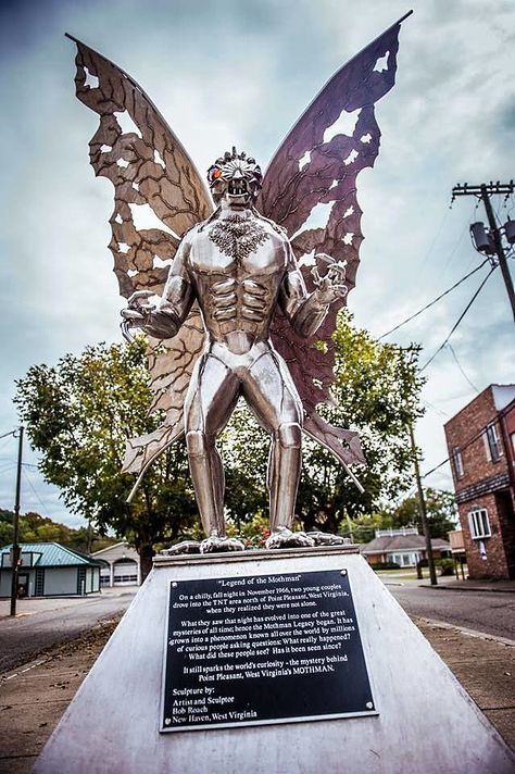 Mothman Statue, Mothman Festival, Mothman Sightings, Giant Things, Indrid Cold, Moth Man, Scenic Road Trip, Moth Art, The Boogeyman