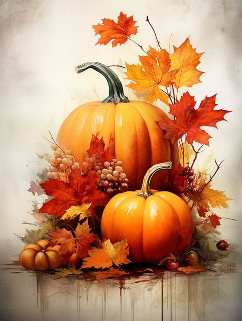 Embrace the cozy atmosphere of autumn with a captivating pumpkin poster that captures the essence of the season. 🎃🍁 This artwork celebrates the warm and inviting vibes of fall, featuring a charming pumpkin and the rustic beauty of maple leaves. #PumpkinPoster #FallVibes #AutumnArt #CozyDecor #SeasonalCharm #GalleryWorthy #ArtisticElegance #AutumnMagic #Halloween #ArtisticMasterpiece #MapleLeaves #PumpkinArt Pumpkin Artwork, Fall Clip Art, Halloween Artwork, Lovely Flowers Wallpaper, Watercolor Pumpkins, Autumn Scenes, Pumpkin Art, Fall Watercolor, Decoupage Vintage