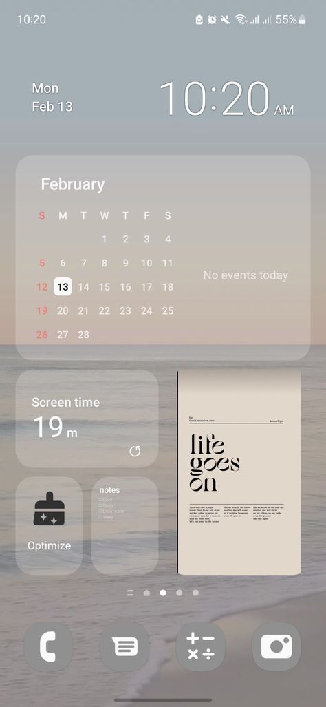 Homescreen android School Phone Layout, Samsung Tablet Aesthetic Homescreen, Phone Layout Ideas Android Samsung, Aesthetic Android Organization, Aesthetic Phone Layout Android, Samsung S23 Aesthetic, Samsung Phone Organization, Samsung Phone Organization Ideas, Samsung Themes Aesthetic