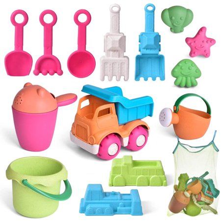 Dump Truck Toddlers will love driving it around in the sand, collecting objects in the bucket, and then dumping them all out. Since the toy is made of durable plastic, you can easily rinse it off when you get home from the beach. Sand Molds Beach toys set comes with 3 aquatic themed sand molds, such as sea star, octopus & shell, and 2 construction truck shaped sand molds. Enhance your little ones imaginative play with such a great variety of beach toys. Smooth Edges Highly durable, constructed f Sand Water Table, Best Outdoor Toys, Snow Toys, Beach & Sand Toys, Sand And Water Table, Beach Bucket, Outdoor Birthday, Cute Octopus, Outdoor Toys For Kids