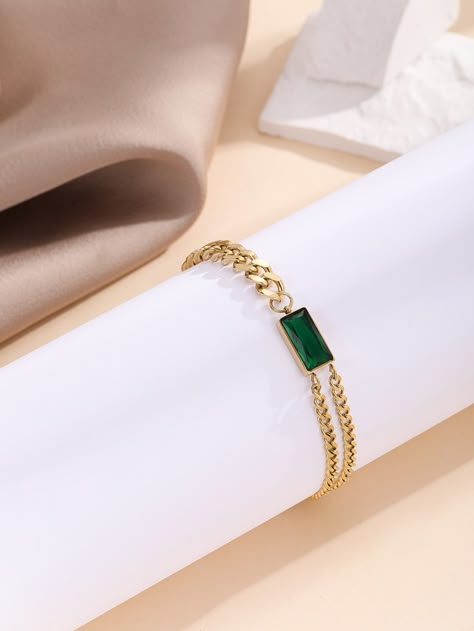 Thick Gold Bracelet, Green Gemstone Bracelet, Fancy Jewellery Designs, Emerald Bracelet, Mens Gold Bracelets, Bangles Jewelry Designs, Bracelet Crystal, Gold Bangles Design, Chain Bracelets