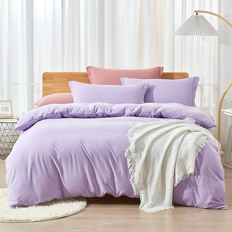 Amazon.com: Dreaming Wapiti Duvet Cover Queen,Washed Microfiber Lavender Queen Size Duvet Cover Set,Solid Color - Soft and Breathable with Zipper Closure & Corner Ties (Lavender, Queen) : Home & Kitchen Lavender Duvet, Purple Duvet, Purple Duvet Cover, Pink Duvet, Duvet Cover Queen, Queen Size Duvet Covers, Duvet Cover King, Pink Duvet Cover, King Size Duvet Covers