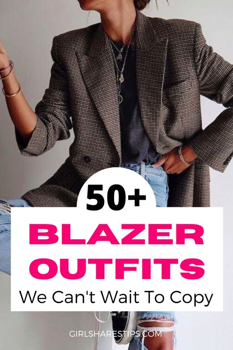 Women’s Outfits With Blazers, Blazers And Jeans Womens, Plaid Blazer Outfit Women Casual, Jeans And Jacket Outfit Classy, Blazer Smart Casual Women, Jeans And Blazer Outfit Classy Chic, Womans Blazer Outfits, Work Outfits With Blazers For Women, Black Jacket Outfit Women Classy