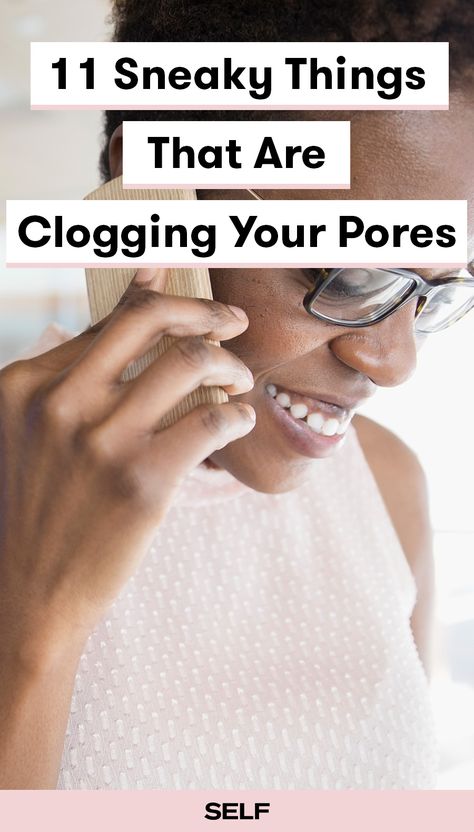 Getting rid of clogged pores on your nose, chin, and cheeks, starts by knowing what products and items are causing the problem. Here, we break down the 11 worst offenders of clogged pores, including your phone, your pillowcase, your hands, and more. Nose Skin Care, Clogged Pores On Nose, Pores On Nose, Clear Skin Naturally, Nose Pores, Skin Care Brands, Moisturizer With Spf, Skin Care Remedies, Clogged Pores