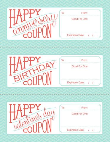 I’ve created this free downloadable / fillable / printable gift “coupon” for a birthday, anniversary, or Valentine’s Day. You can DOWNLOAD THE .PDF HERE. The .pdf is set up so that you can fill it out in Adobe Reader, then print it. It’s best if you print it to “fit”. Enjoy. Free Coupon Template, Coupon Book Diy, Free Printable Gift Certificates, Free Birthday Gifts, Printable Gift Certificate, Happy Birthday Cards Printable, Gift Card Template, Gift Coupon, Diy Coupons