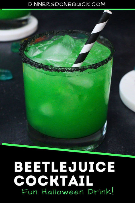 Summon the "Ghost with the Most" with this vibrant green Beetlejuice Cocktail! Perfect for Halloween parties or a themed movie night, this eerie drink combines flavors that will awaken your taste buds and your love for all things ghoulish. With a striking color and easy-to-make recipe, it’s sure to be the star of your Halloween festivities. Mix up some fun with this Beetlejuice-inspired drink, and don’t forget to chant his name three times! 🎃 #HalloweenCocktails #BeetlejuiceDrink #SpookySips Healthy Halloween Cocktails, Halloween Drinks Cocktails, Fun Halloween Alcoholic Drinks, Mixed Drinks For Halloween Party, Tim Burton Cocktails, Halloween Cocktail Punch Alcohol, Halloween Alcoholic Drink Recipes, Halloween Themed Adult Drinks, Beetlejuice Alcoholic Drink