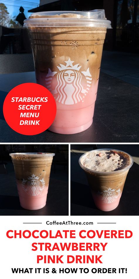 Starbucks Secret Menu Drink: Chocolate Covered Strawberry Pink Drink Chocolate Covered Strawberry Drink Starbucks, Chocolate Covered Strawberries Drink Starbucks, Starbucks Strawberry Chocolate, Strawberry Puree Starbucks Drinks, February Starbucks Drinks, Chocolate Covered Strawberries Starbucks Drink, Valentines Day Starbucks Drinks, Chocolate Covered Strawberry Starbucks Drink, Pink Drink With Chocolate Cold Foam